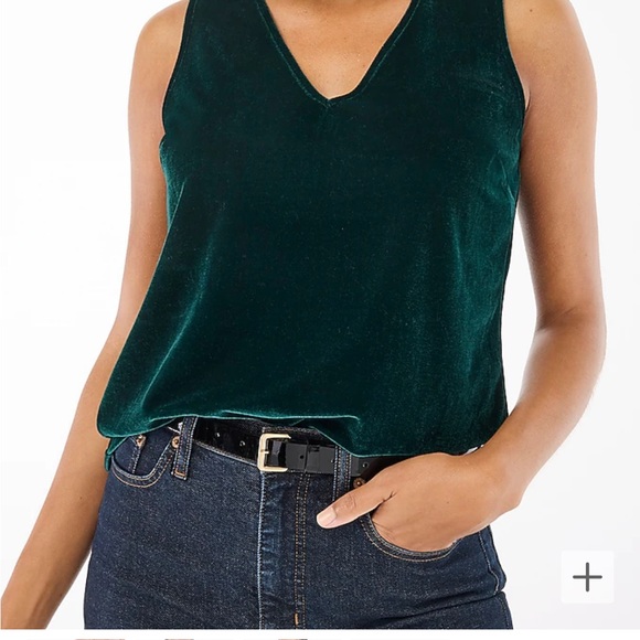 Velvet Sleeveless Top in Emerald Green - Picture 2 of 5